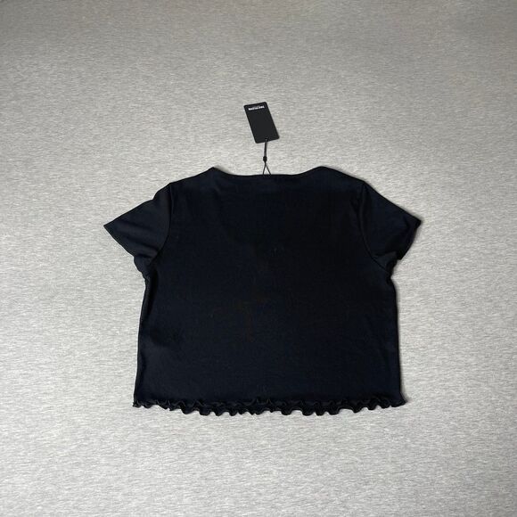 True Religion Women’s Short Sleeve Notched Baby T-Shirt Top - Picture 2 of 9